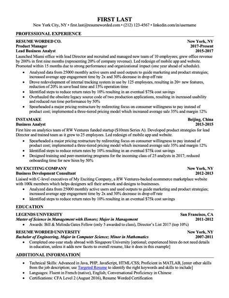 professional ats resume templates  experienced hires