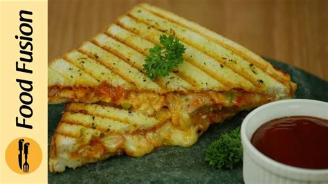 Grilled Pizza Sandwich Recipe By Food Fusion - YouTube