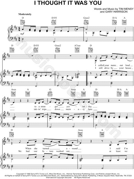 Doug Stone I Thought It Was You Sheet Music In D Major Download