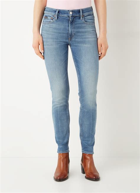 Ralph Lauren Tomp Mid Waist Skinny Fit Cropped Jeans Met Stretch