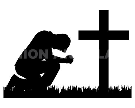 Man Kneeling Praying At Memorial Cross Svg Clipart Image Etsy Hong Kong