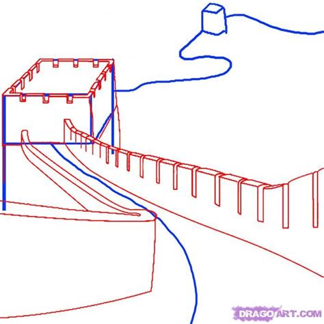 We've got some requests on how to draw famous places around the world. how to draw the great wall of china step 2 | Great wall of ...