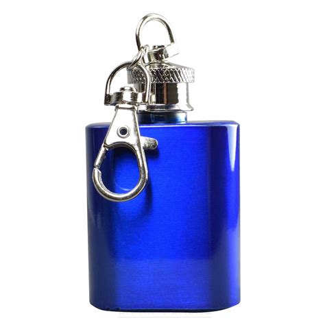 1oz Mini Hip Flask Keyring In Blue
