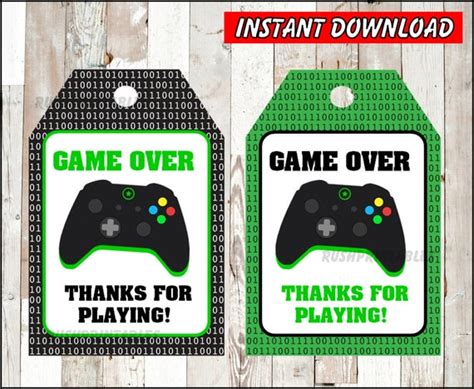 Gamer Thank You Tags Instant Download Video Game Party Tags Etsy