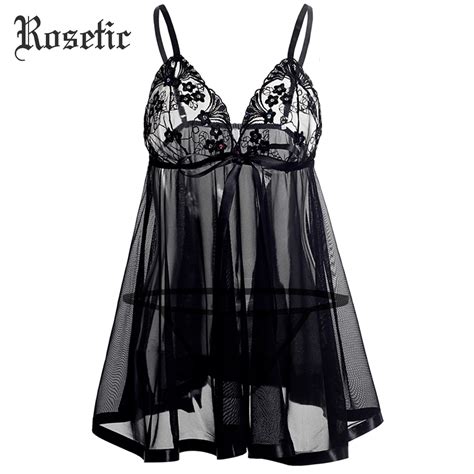 Rosetic Gothic Lace Nightgowns Sleepwear See Through Patchwork Bowknot Spaghetti Strap Fashion