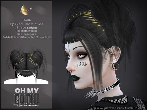 Aurum Sims Oh My Goth Collab Hairstyle N2 And Accessories