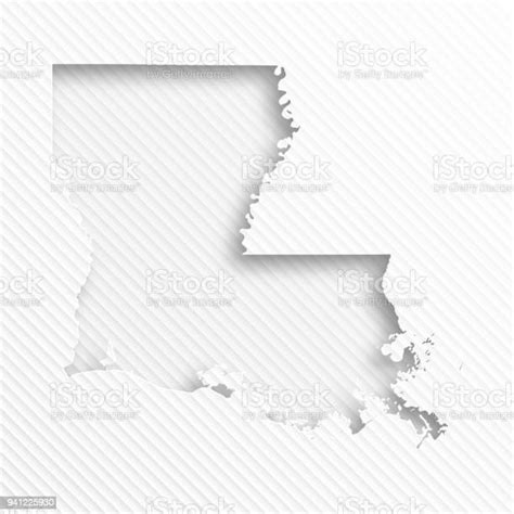 Louisiana Map With Paper Cut On Abstract White Background Stock