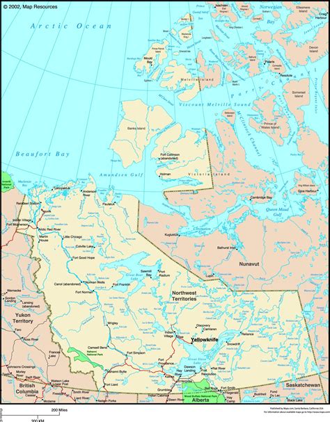 Northwest Territories Canada Political Map