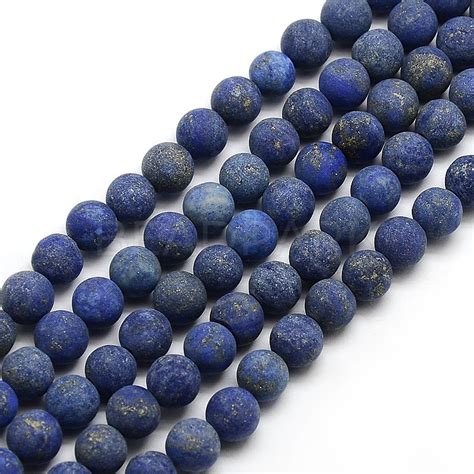 Natural Frosted Lapis Lazuli Round Bead Strands