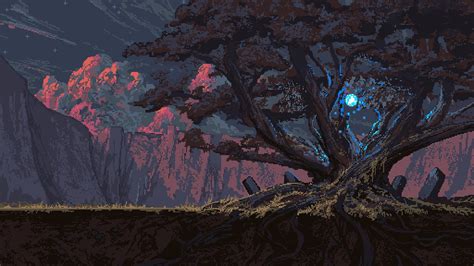 Roots Noah Bradley 1080p Trees Magic Pixel Art Hd Wallpaper