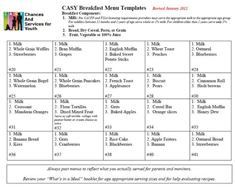 11 Free Sample Breakfast Menu Templates Printable Samples