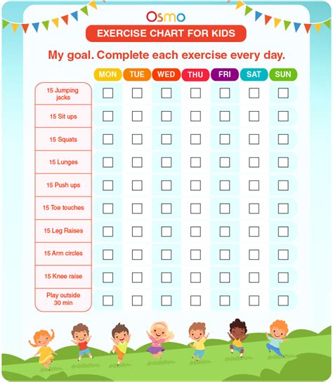 Exercise Chart For Kids Printable