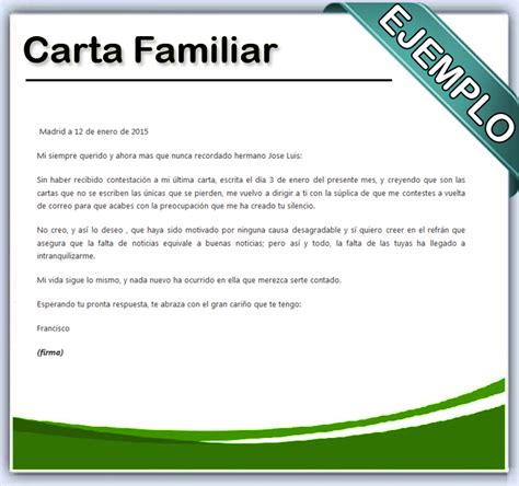 Ejemplo De Carta Informal Para Un Familiar Ejemplo Sencillo