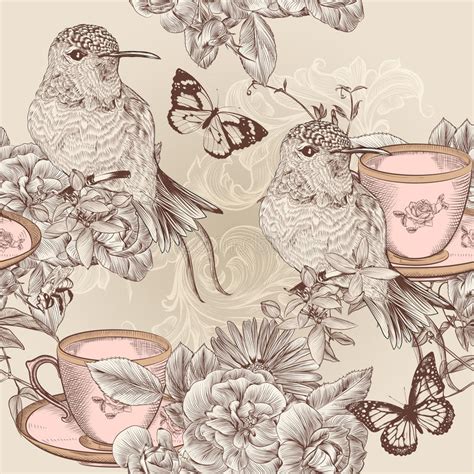 Vector Seamless Wallpaper Pattern In Floral Vintage Style Stock Vector