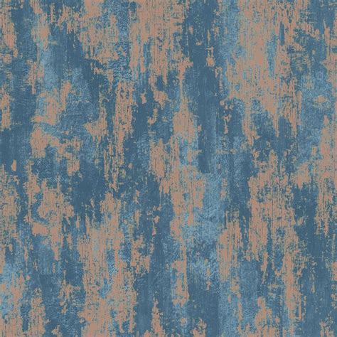 Graham And Brown Industrial Texture Blue And Copper Removable Wallpaper