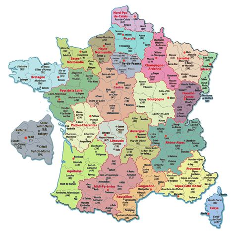 Map Of France Departments Map Of The Departments Of France