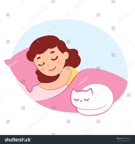 Cute Cartoon Sleeping Girl Cat On Vector De Stock Libre De Regalías 782784733 Shutterstock