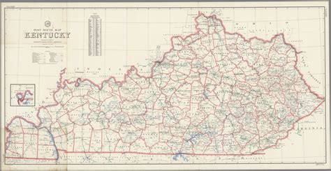 Post Route Map Of The State Of Kentucky Showing Post Offices