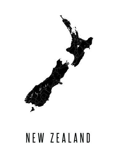 New Zealand Map Poster New Zealand Movie Posters
