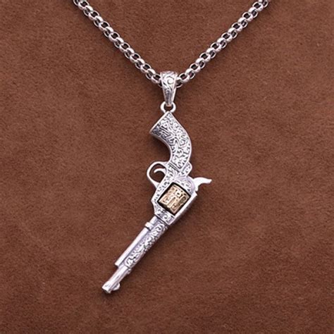 Men Sterling Silver Revolver Necklace Jewelry Com