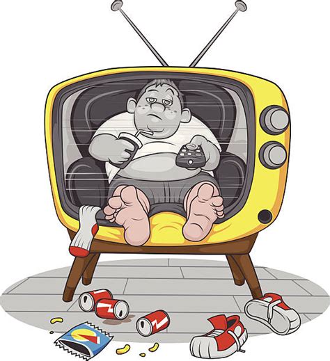 Fat Kid Watching Tv Cartoons Illustrations Royalty Free Vector