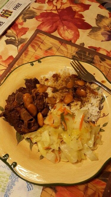 Jamaican Oxtails With Butter Beans Fried Cabbage And Jasmin Rice Fried Cabbage Butter Beans