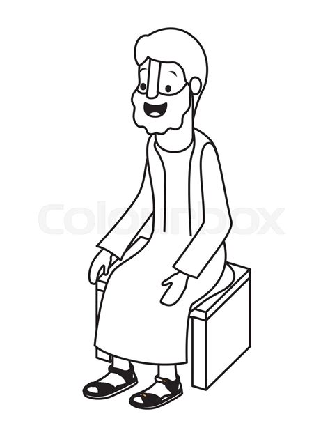 Apostle Of Jesus Sitting On Wooden Chair Stock Vector Colourbox