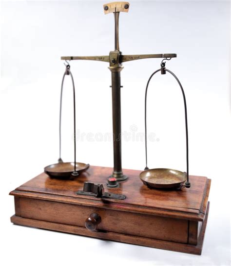 Old Antique Brass Balance Scale Isolated On White Stock Image Image