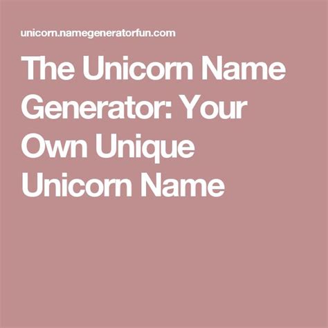 The Unicorn Name Generator Your Own Unique Unicorn Name Unicorn