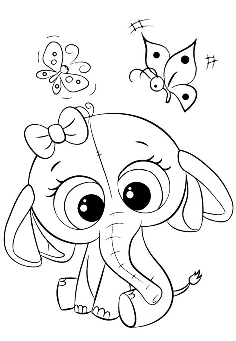 Cute baby elephant coloring page free printable pages inside. Cute Baby Elephant - Coloring pages for you