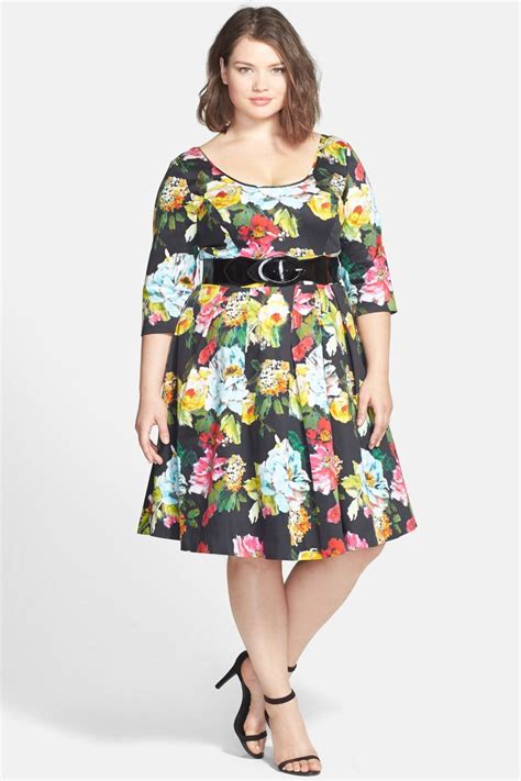 City Chic Floral Print Fit And Flare Dress Plus Size Nordstrom Rack