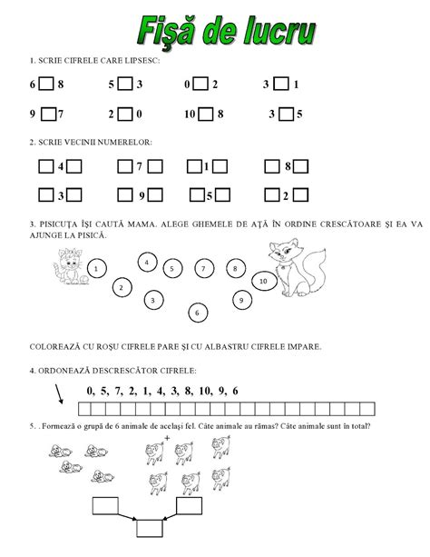 Fise De Lucru Pentru Clasele Primare Si Gradinita Kindergarten Math Worksheets Math For Kids