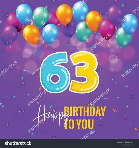 Happy 63rd Birthday Greeting Card Vector Stock Vector Royalty Free