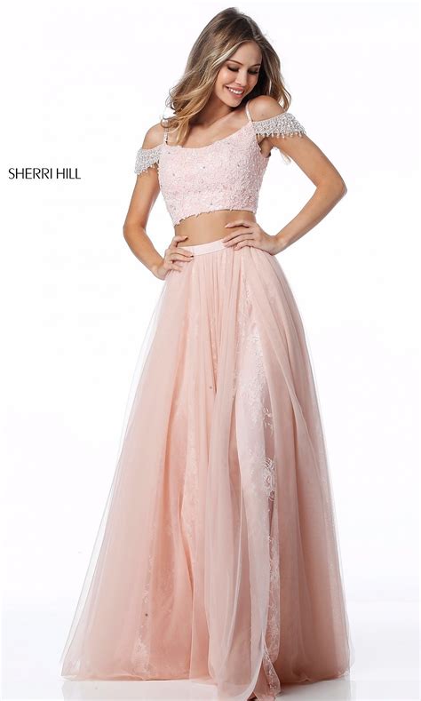 A Line Off The Shoulder Two Piece Prom Dress