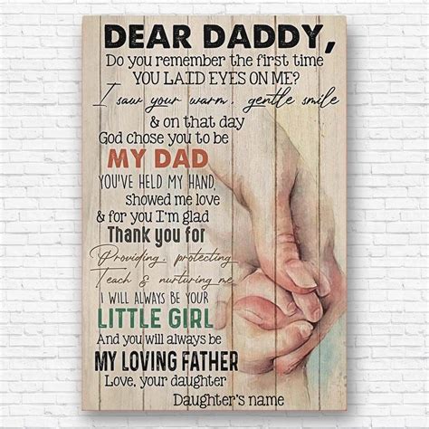Gifts For Dad From Daughter Meaningful Quote Canvas Wall Art Gift