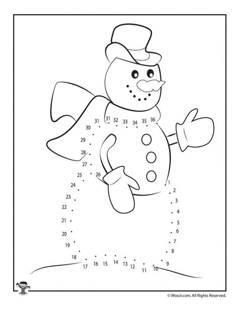 Winter Snowman Dot To Dot Printable Woo Jr Kids Activities
