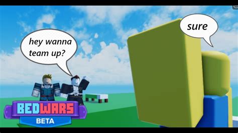 we maintained peace in bed wars and let a noob have his first win roblox bed wars youtube