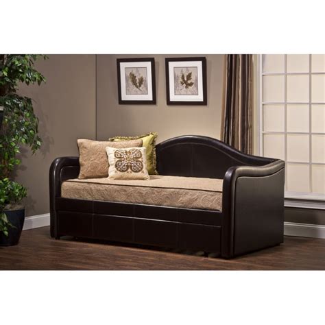 Hillsdale Brenton Faux Leather Daybed With Trundle In Brown 1719dbt