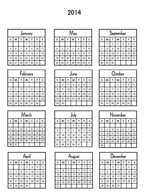 Items Similar To Digital Download Printable 2014 Mini Calendars For
