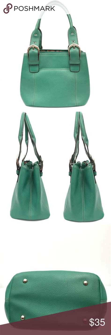 Tignanello Green Leather Handbag Shoulder Bag Green Leather Handbag