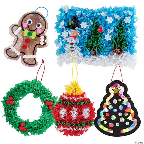 Tissue Paper Christmas Craft Kit For 12 Oriental Trading