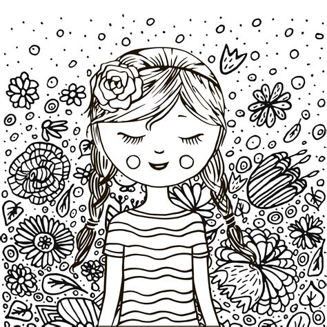 Kolorowanka “dziewczyna I Kwiatki” Do Druku Planeta Dziecka