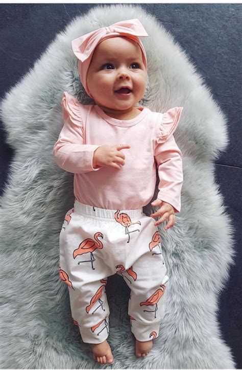3pcs Cute Baby Girl Clothes Set Pink Ruffle Autumn Long Sleeve