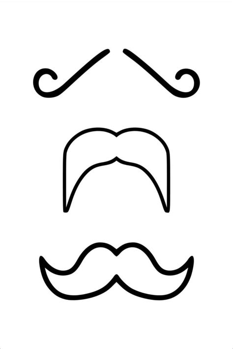 Black Outline Mustaches Set Isolated On White Background Silhouette