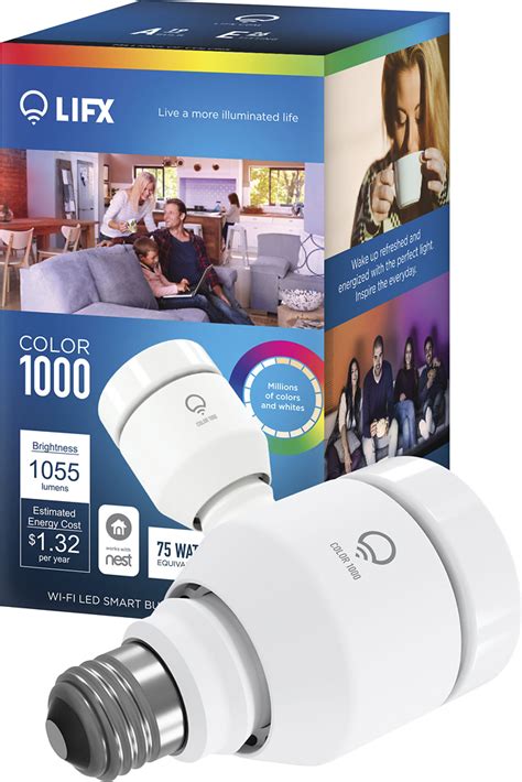 Best Buy Lifx Color 1000 A19 Smart Led Light Bulb Multicolor Lba19e26uc10