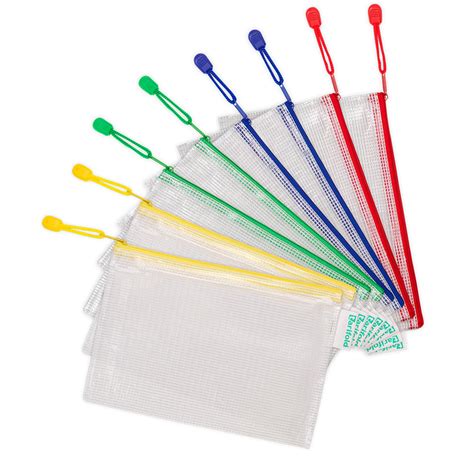 A5 Zipper Bags In 4 Colors Pack Of 8 Zipper Bags From Tarifold