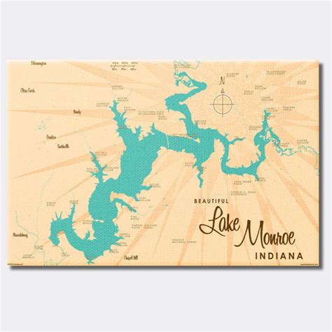 Lake Monroe Indiana Canvas Map Art Etsy