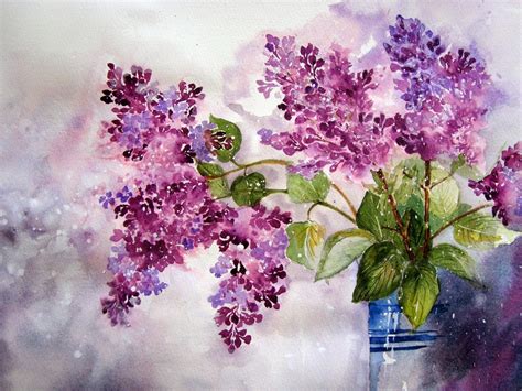 Watercolour Florals Lilac In 2019 Watercolor Art Painting Floral