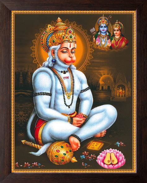 Art N Store Lord Hanuman In Meditation And Lord Ram Devi Sita Giving