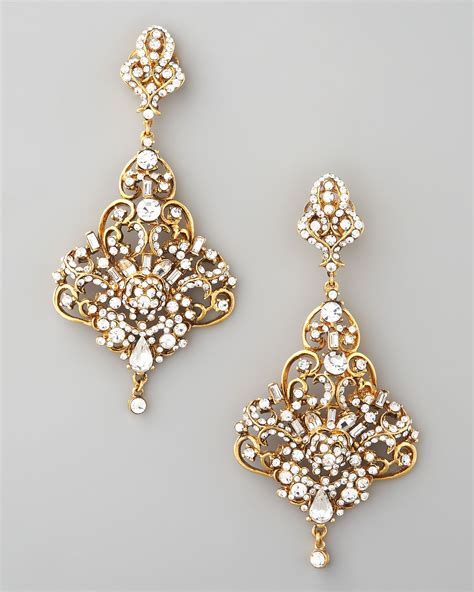 Jose Maria Barrera Gold Crystal Chandelier Earrings In Gold Lyst